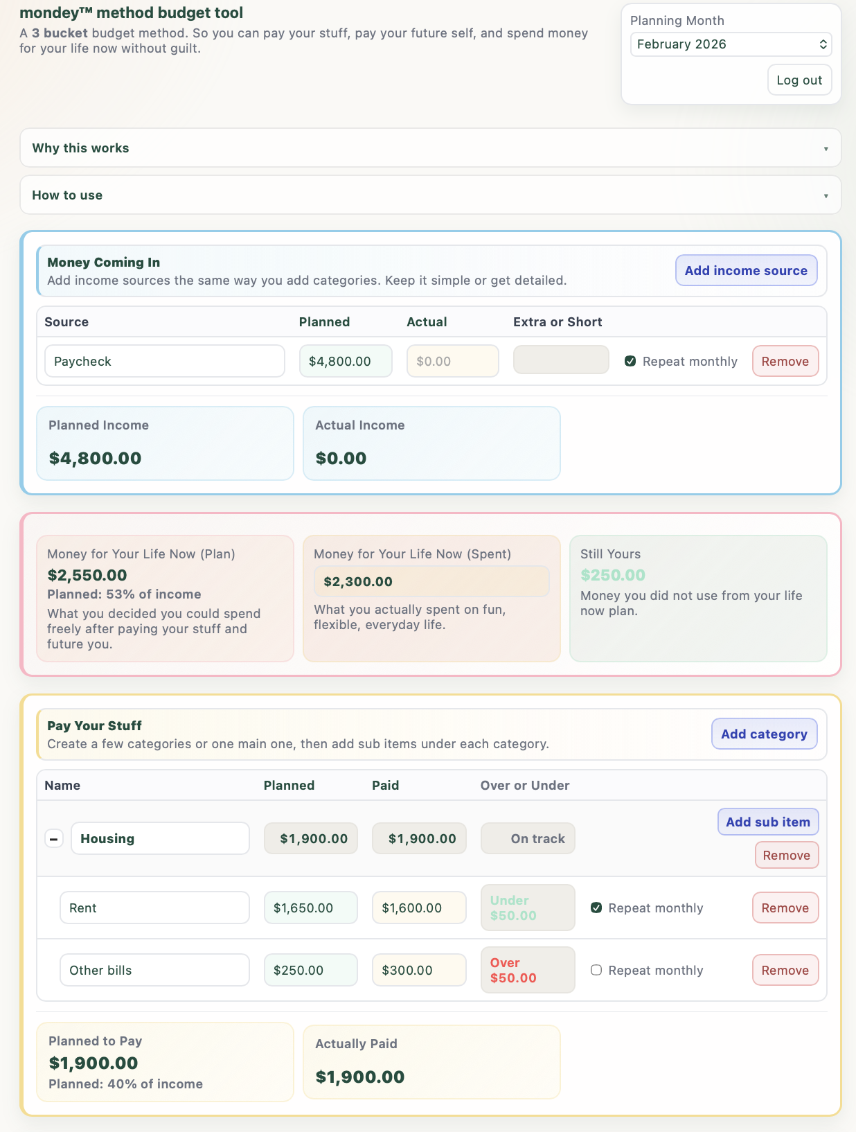 Mondey Budget desktop preview 3